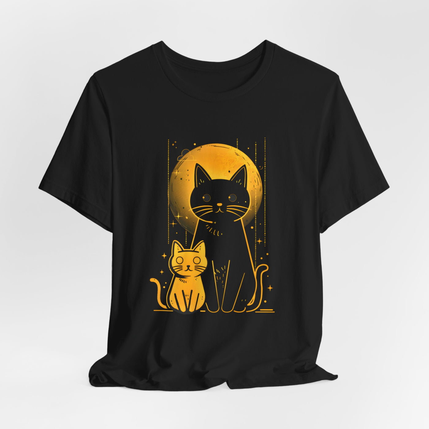 Two Cats Under Full Moon T-shirt Design