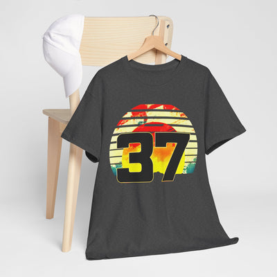 Lucky 37 Number Sunset T-Shirt | Unique Graphic Tee for Fans of Bold Style