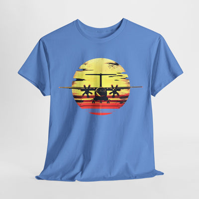 ATR-72 Turboprop Sunset Graphic T-Shirt – Aviation Art | Premium Cotton Tee