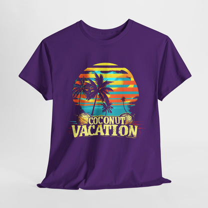 "Coconut Vacation T-Shirt - Tropical Island Vibes, Summer Beachwear"