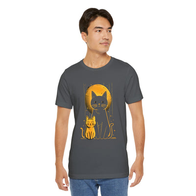 Two Cats Under Full Moon T-shirt Design