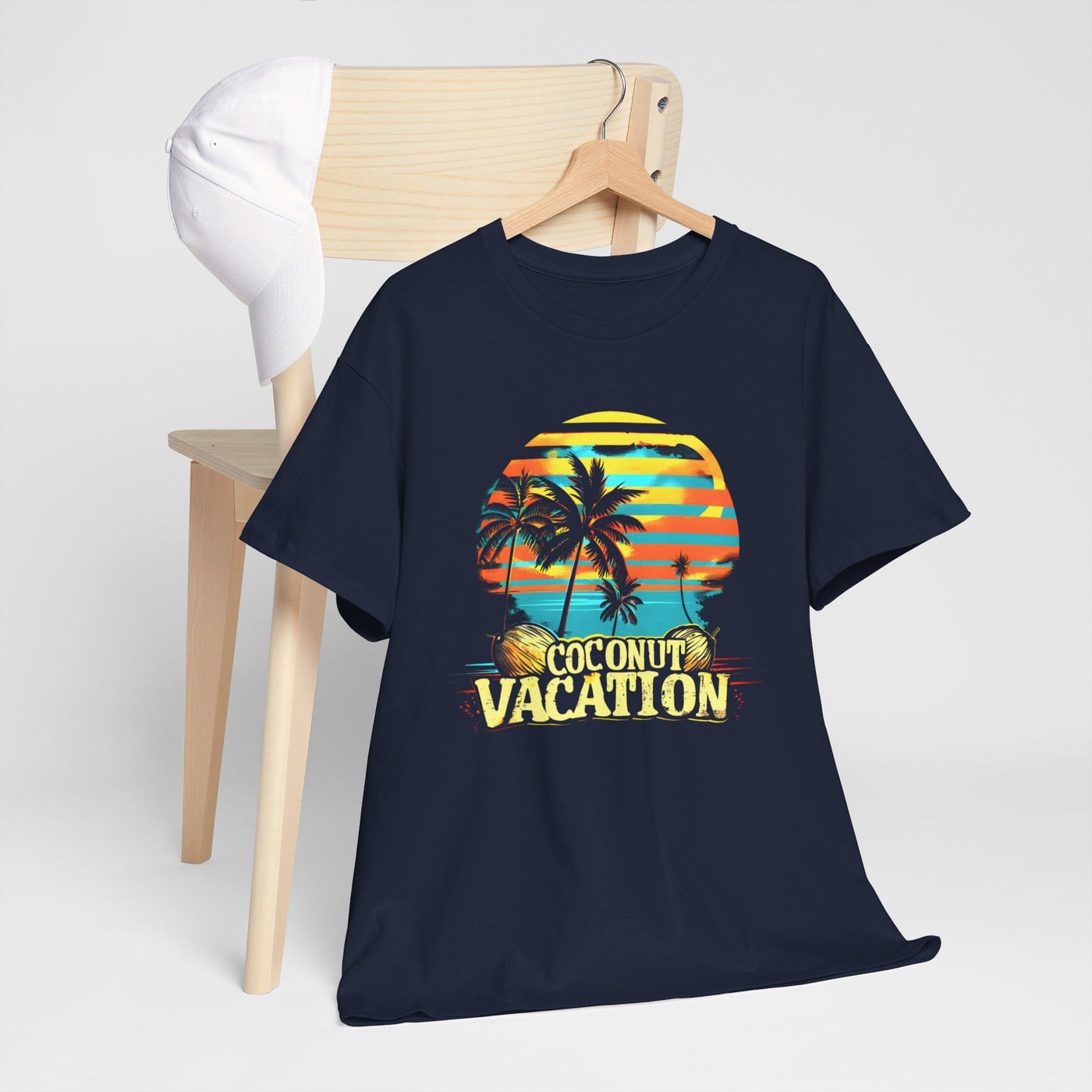 "Coconut Vacation T-Shirt - Tropical Island Vibes, Summer Beachwear"