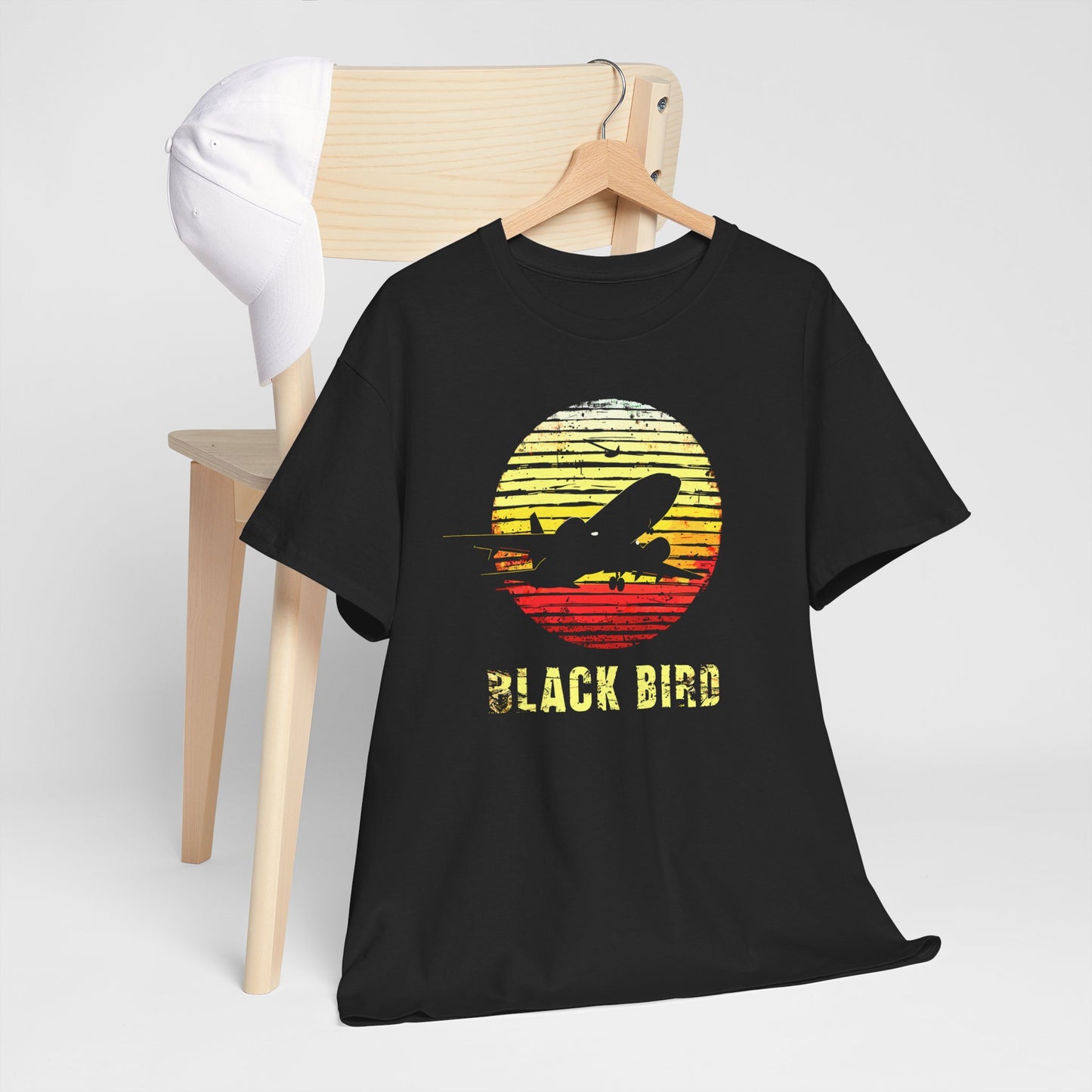 "Black Bird Jetliner Aviation Graphic Tee – Vintage Aviation-Inspired T-Shirt for Aviation Enthusiasts"