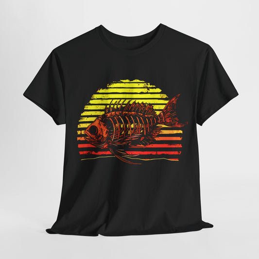 Sunset Fish Skeleton Graphic Tee – Bold & Stylish Summer Vibes!