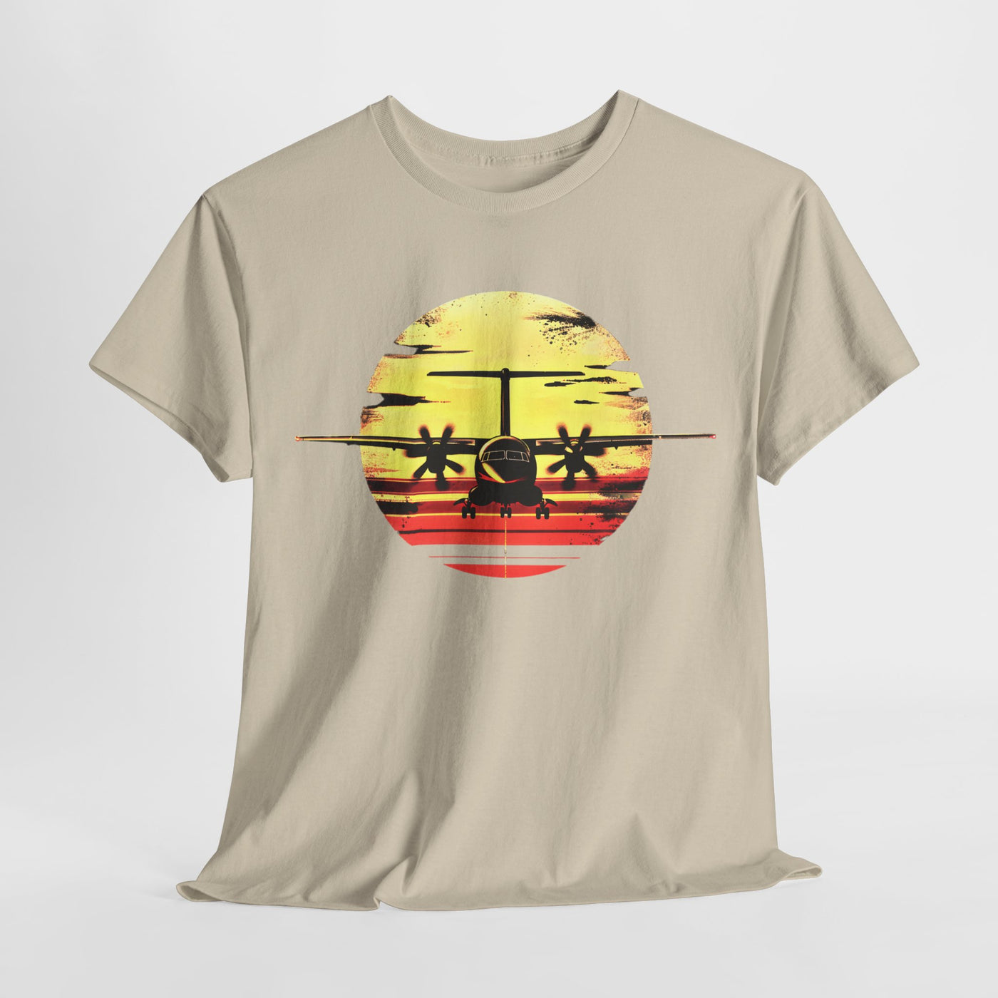 ATR-72 Turboprop Sunset Graphic T-Shirt – Aviation Art | Premium Cotton Tee