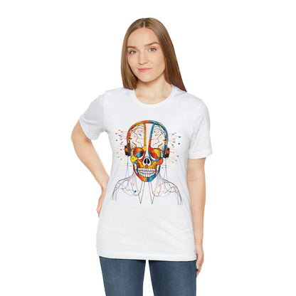 Graphical skeletons collection: Colorful Skull with Headphones Design