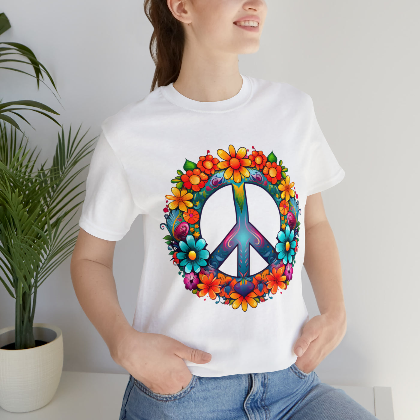 SAY NO TO WAR COLLECTION: Peace and Love symbol in fowers