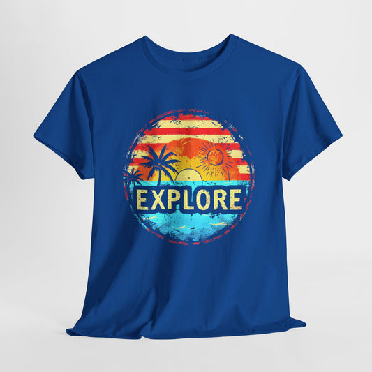 Seaside Sunset Exploration T-Shirt – Adventure Graphic Tee for Ocean Lovers