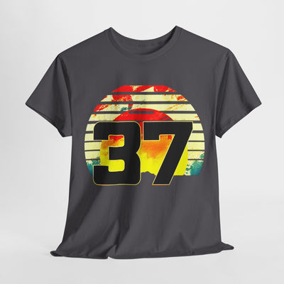 Lucky 37 Number Sunset T-Shirt | Unique Graphic Tee for Fans of Bold Style