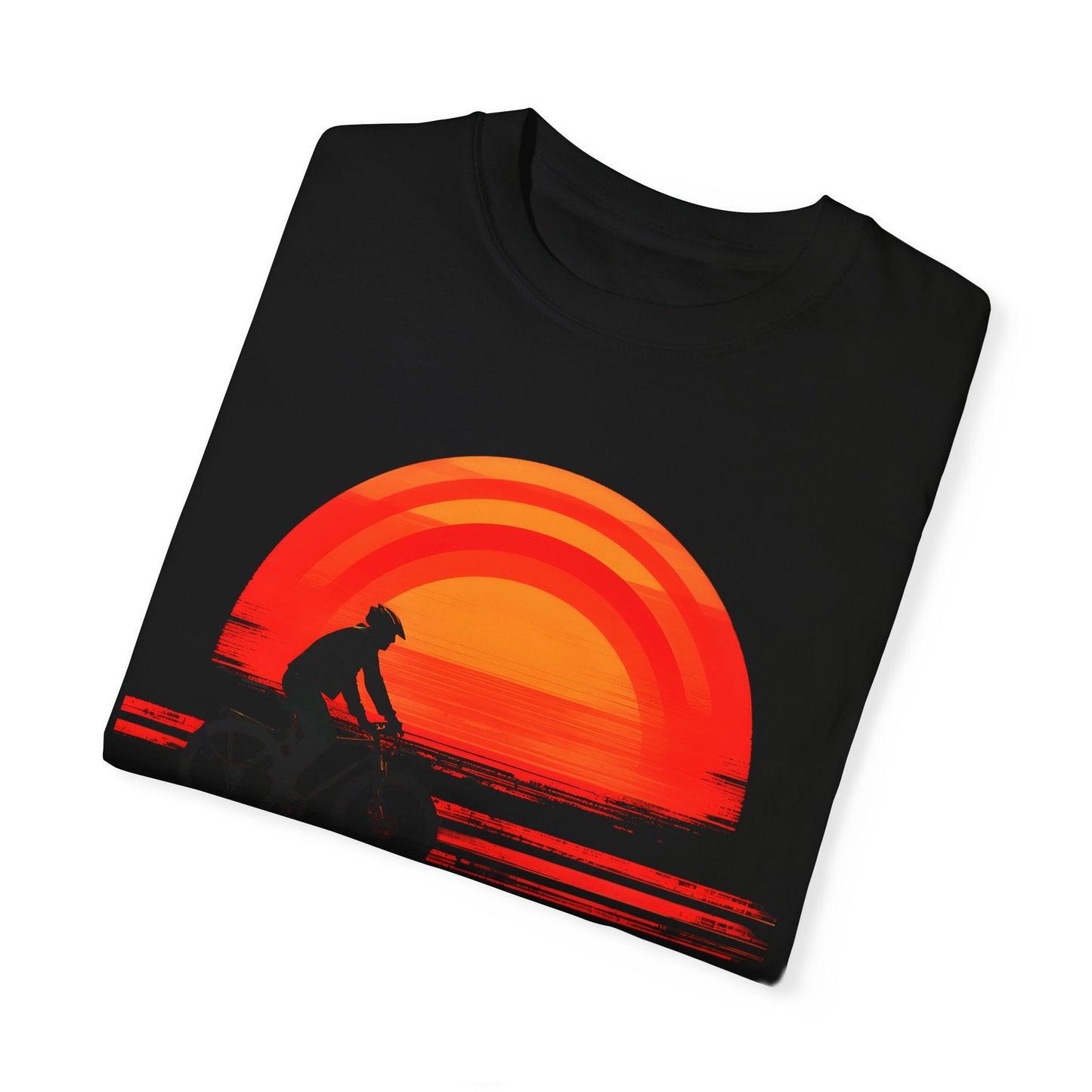 Red Sunset Cycling Graphic Tee | Vibrant Bicycle Ride Design