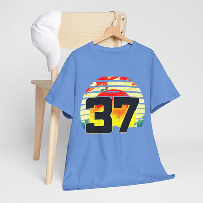 Lucky 37 Number Sunset T-Shirt | Unique Graphic Tee for Fans of Bold Style