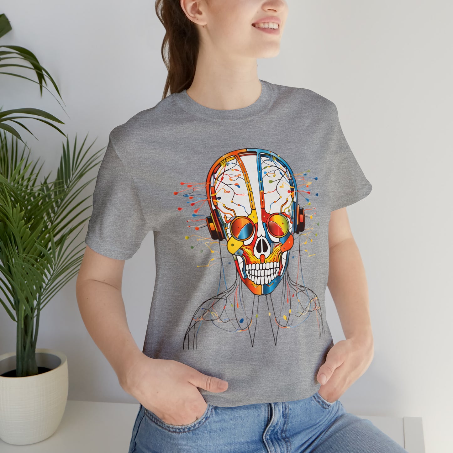 Graphical skeletons collection: Colorful Skull with Headphones Design