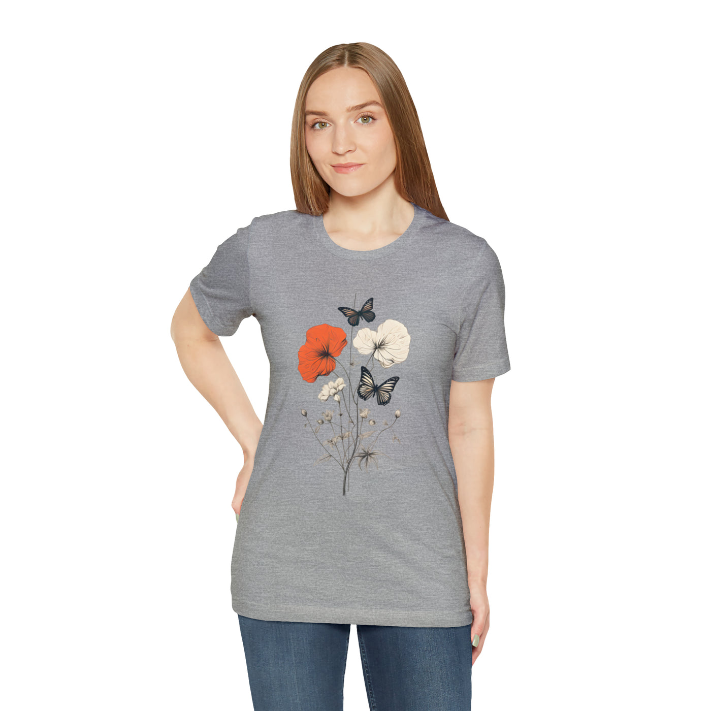 Minimalist design collection: Poppy flowers and butterflies