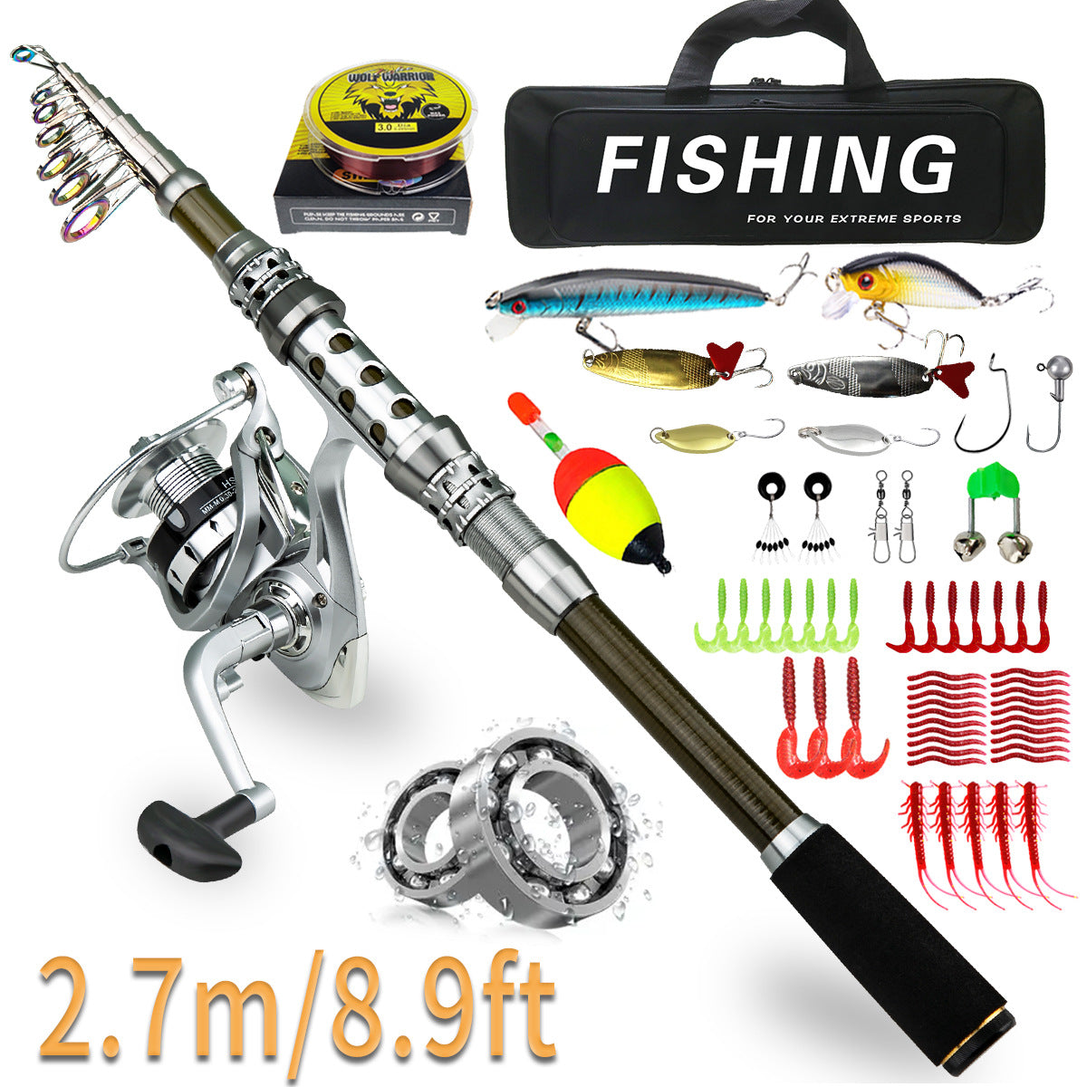 Telescopic Portable Long-Cast Rod And Reel Fishing Tackle Lure Rod Full Set
