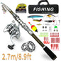 Telescopic Portable Long-Cast Rod And Reel Fishing Tackle Lure Rod Full Set
