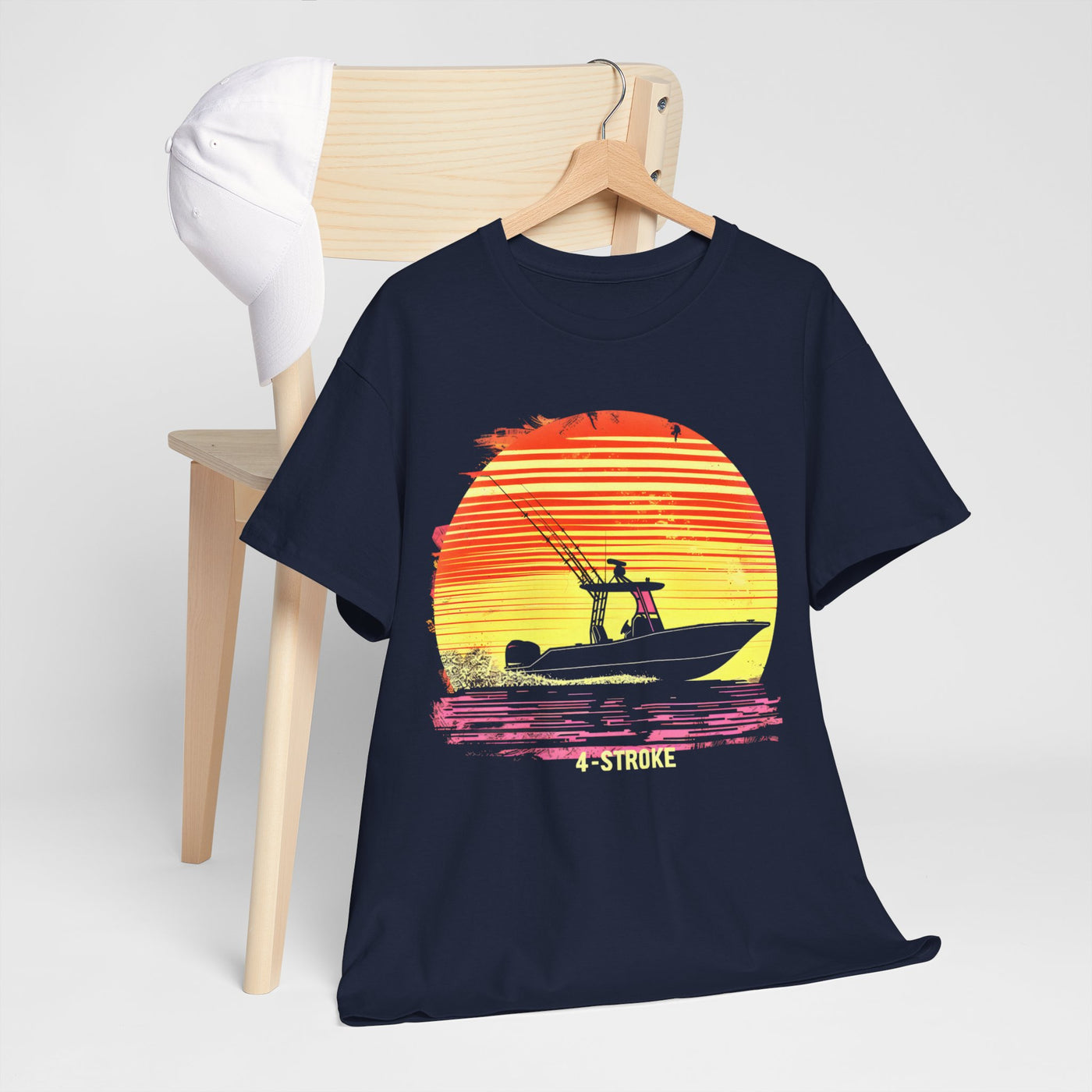 4-Stroke Sunset Fishing Boating T-Shirt – Perfect Blend of Adventure and Tranquility