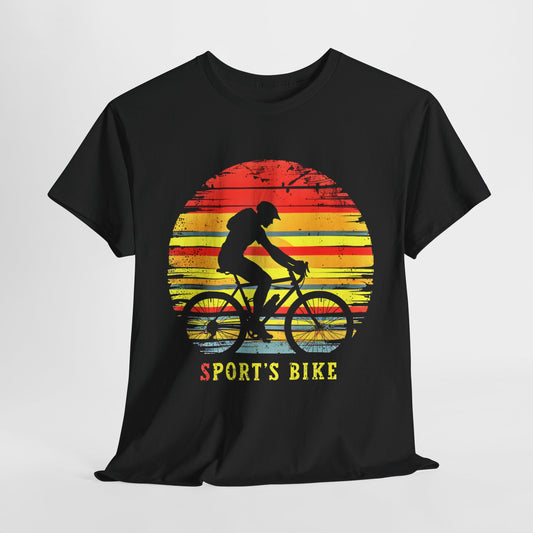 "Sport's Sunset Biking T-Shirt – Dynamic Cycling Graphic Tee for Active Riders"