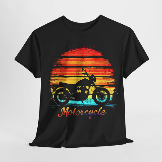 "Classic Motorcycle Sunset T-Shirt – Vintage Cruiser Bike Graphic Tee for Riders"