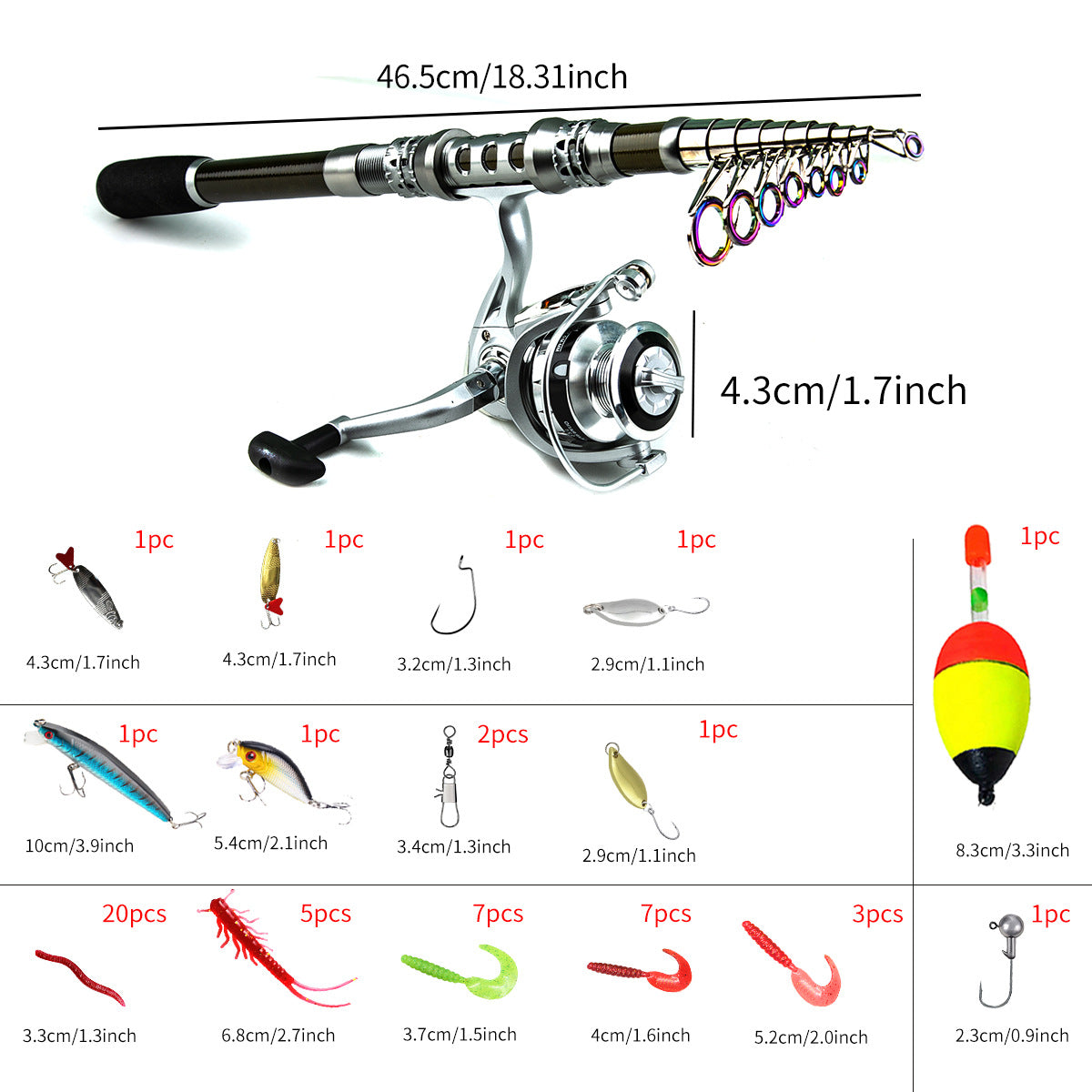 Telescopic Portable Long-Cast Rod And Reel Fishing Tackle Lure Rod Full Set