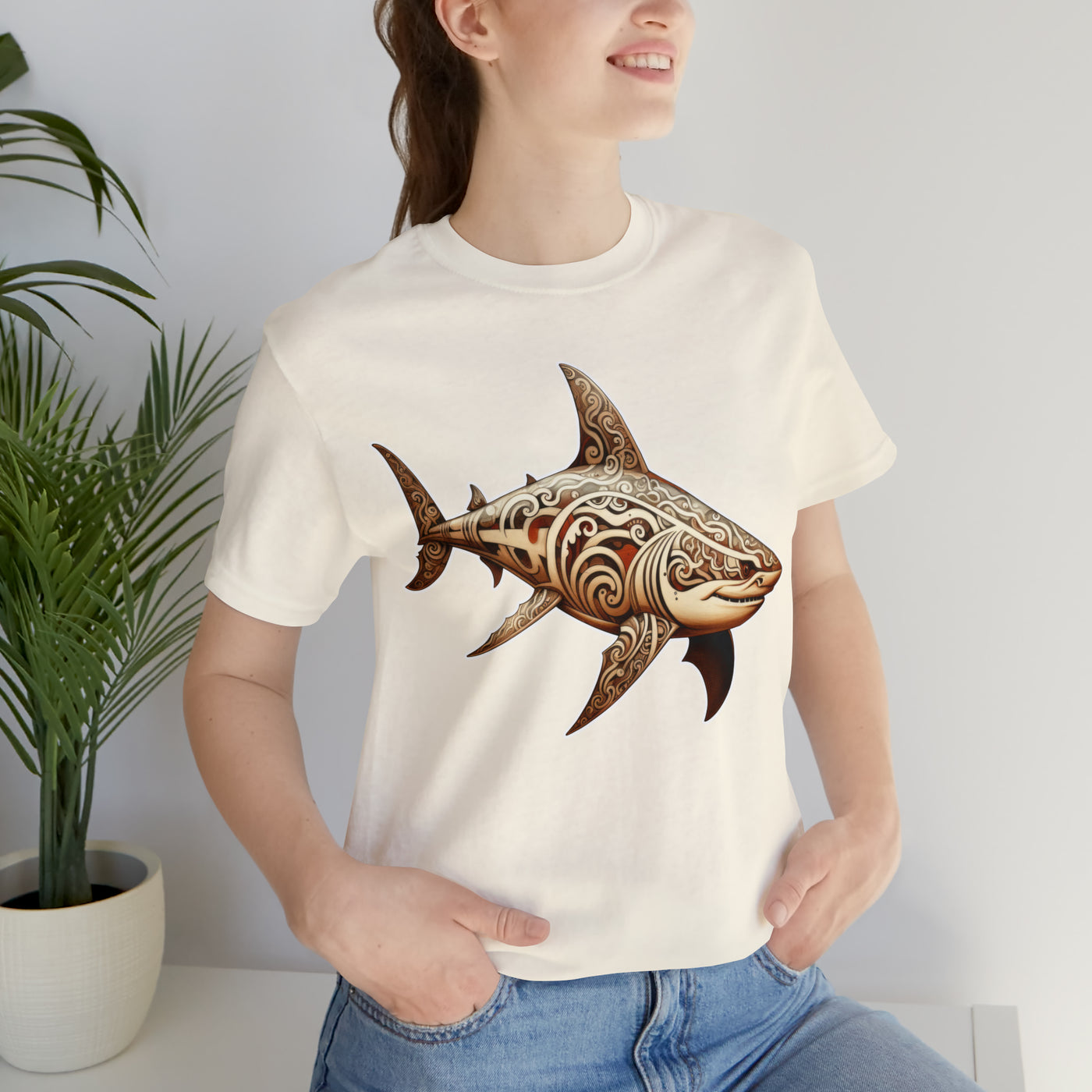 Fishy art collection: Woodcut shark artistic design