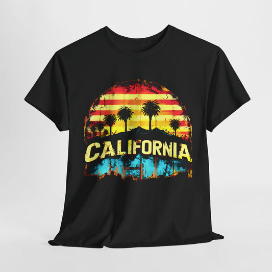 "California Sunset T-Shirt - Vintage Sunset Graphic Tee, Retro Coastal Style"