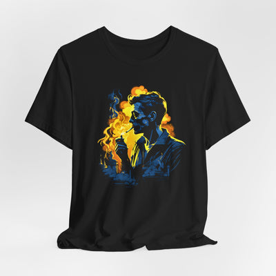 Smoking Man In Blue T-shirt design