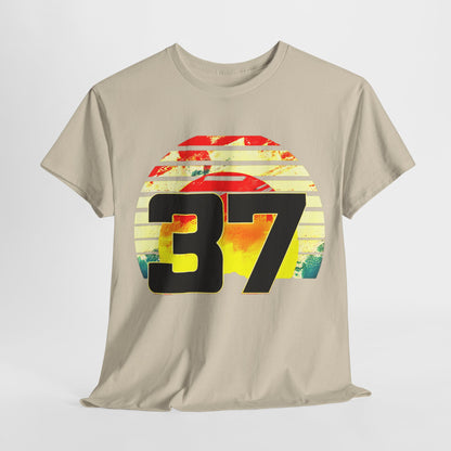 Lucky 37 Number Sunset T-Shirt | Unique Graphic Tee for Fans of Bold Style