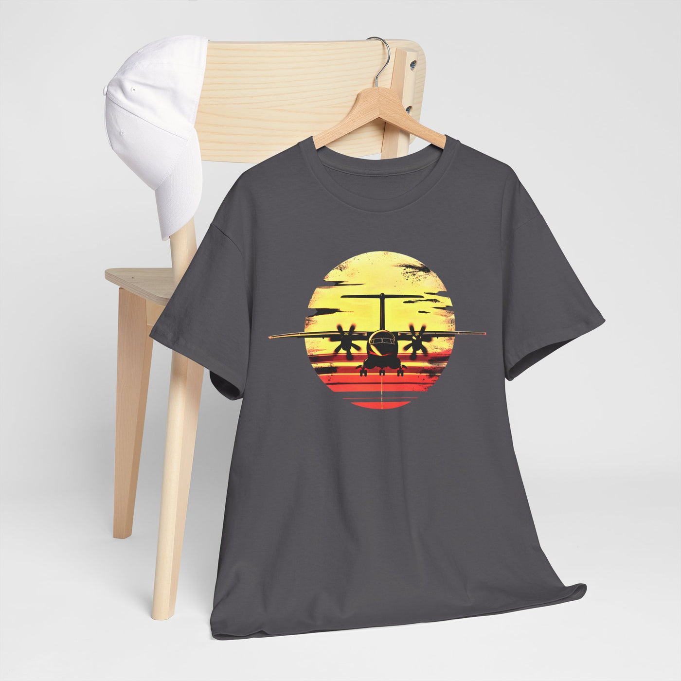 ATR-72 Turboprop Sunset Graphic T-Shirt – Aviation Art | Premium Cotton Tee