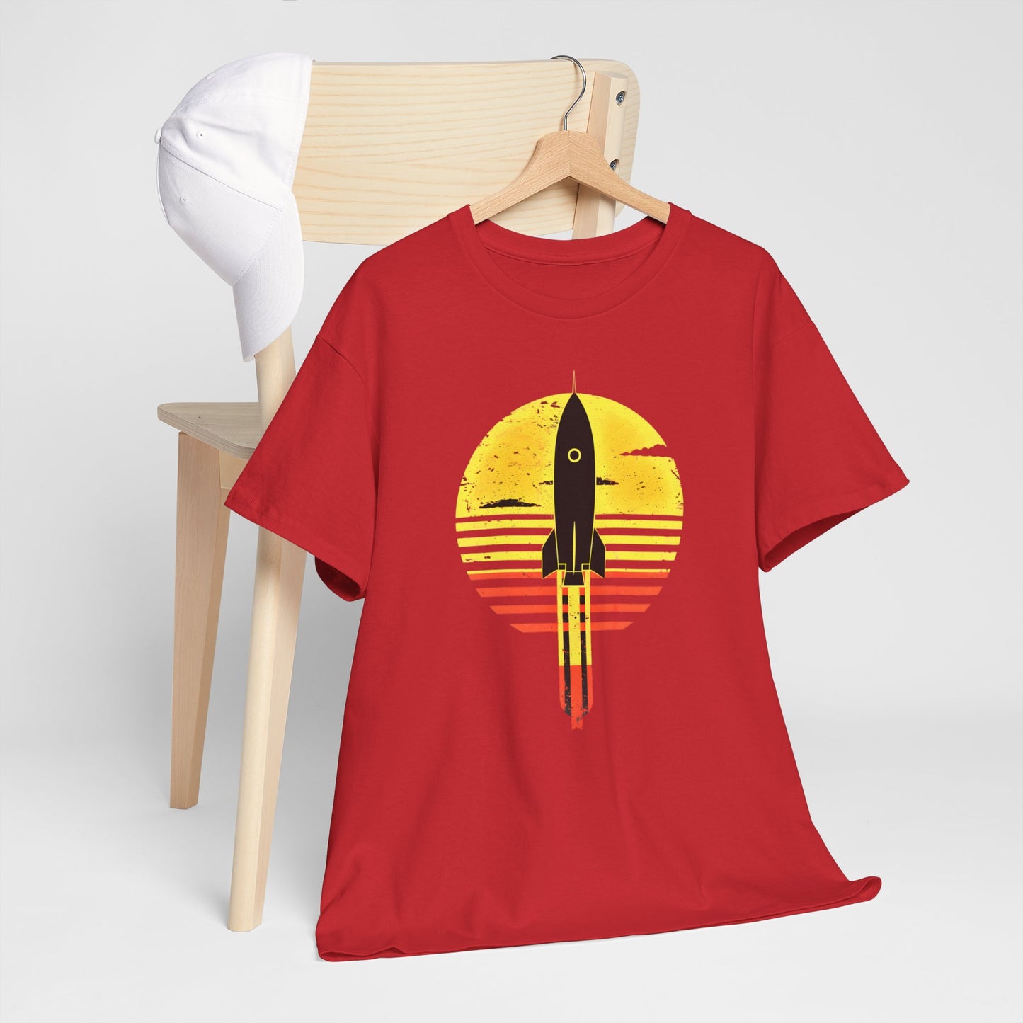 "Sunset Rocket Launch Space Exploration T-Shirt – Astronaut's Dream Graphic Tee"