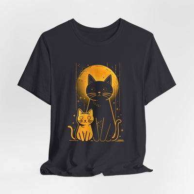 Two Cats Under Full Moon T-shirt Design