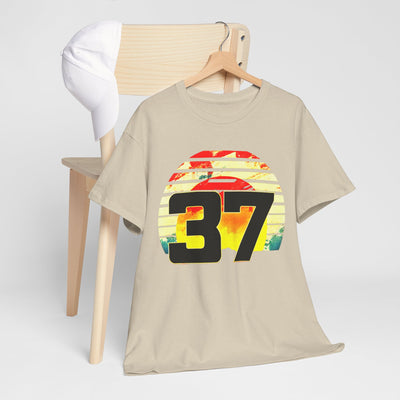 Lucky 37 Number Sunset T-Shirt | Unique Graphic Tee for Fans of Bold Style