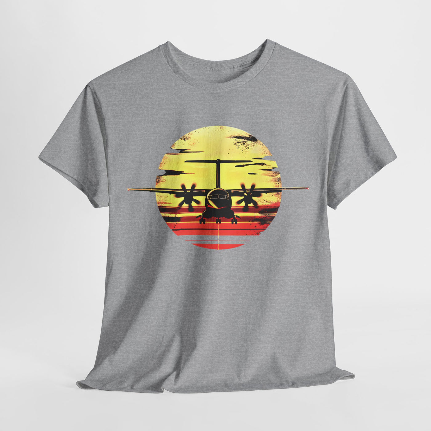 ATR-72 Turboprop Sunset Graphic T-Shirt – Aviation Art | Premium Cotton Tee