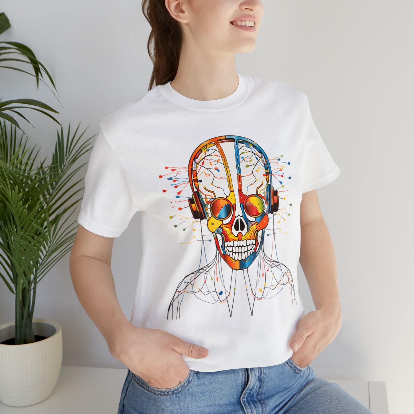 Graphical skeletons collection: Colorful Skull with Headphones Design