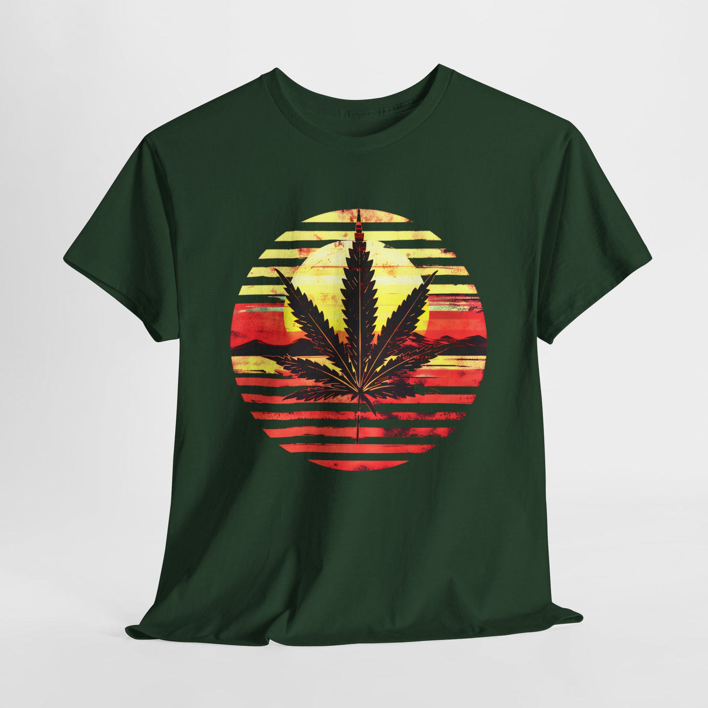 Cannabis Leaf Sunset T-shirt Design