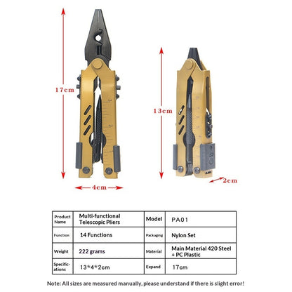 Multi-Functional Telescopic Pliers Outdoor Emergency Portable Needle-Nose Plier Set
