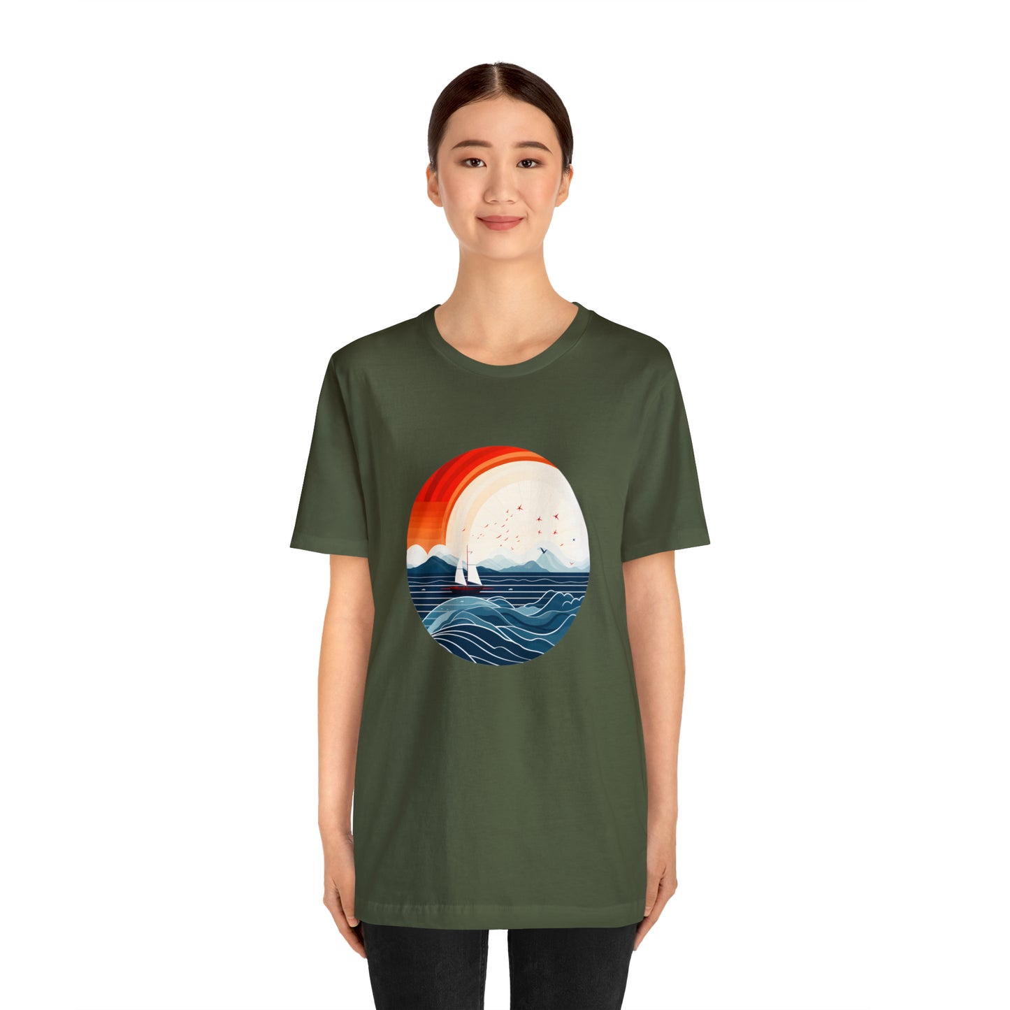 Maritime art collection: Sailing Sunrise with Waves