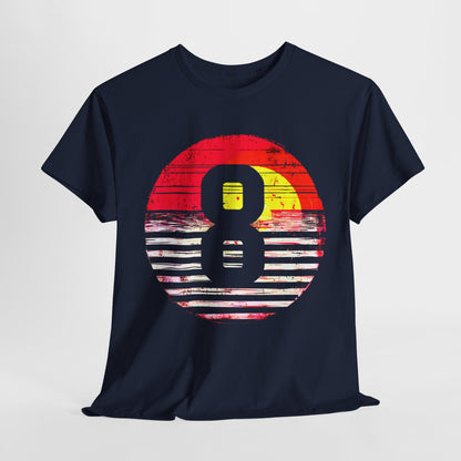 "Number 8 Sunset T-Shirt – Premium Cotton Tee with Vibrant Sunset Graphic, Casual & Comfortable Wear"