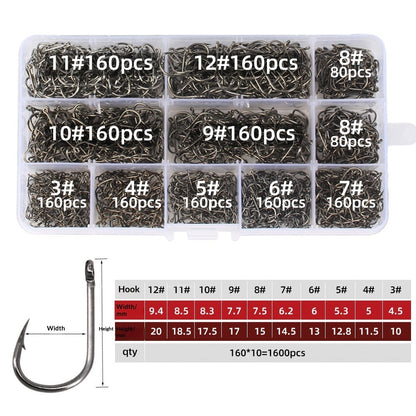 Fishing Tackle Set With Barbed Hooks