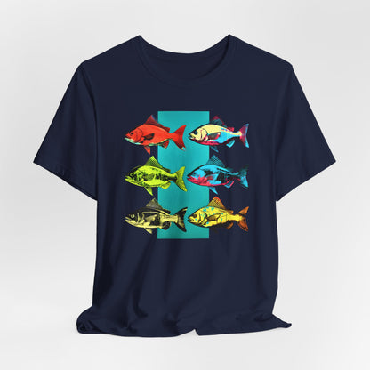 Six Andrew Warhol Style Fishes T-shirt design