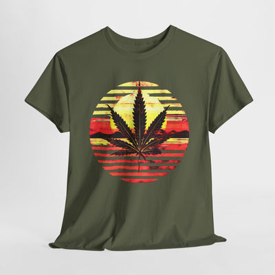 Cannabis Leaf Sunset T-shirt Design