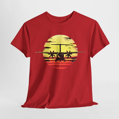 ATR-72 Turboprop Sunset Graphic T-Shirt – Aviation Art | Premium Cotton Tee