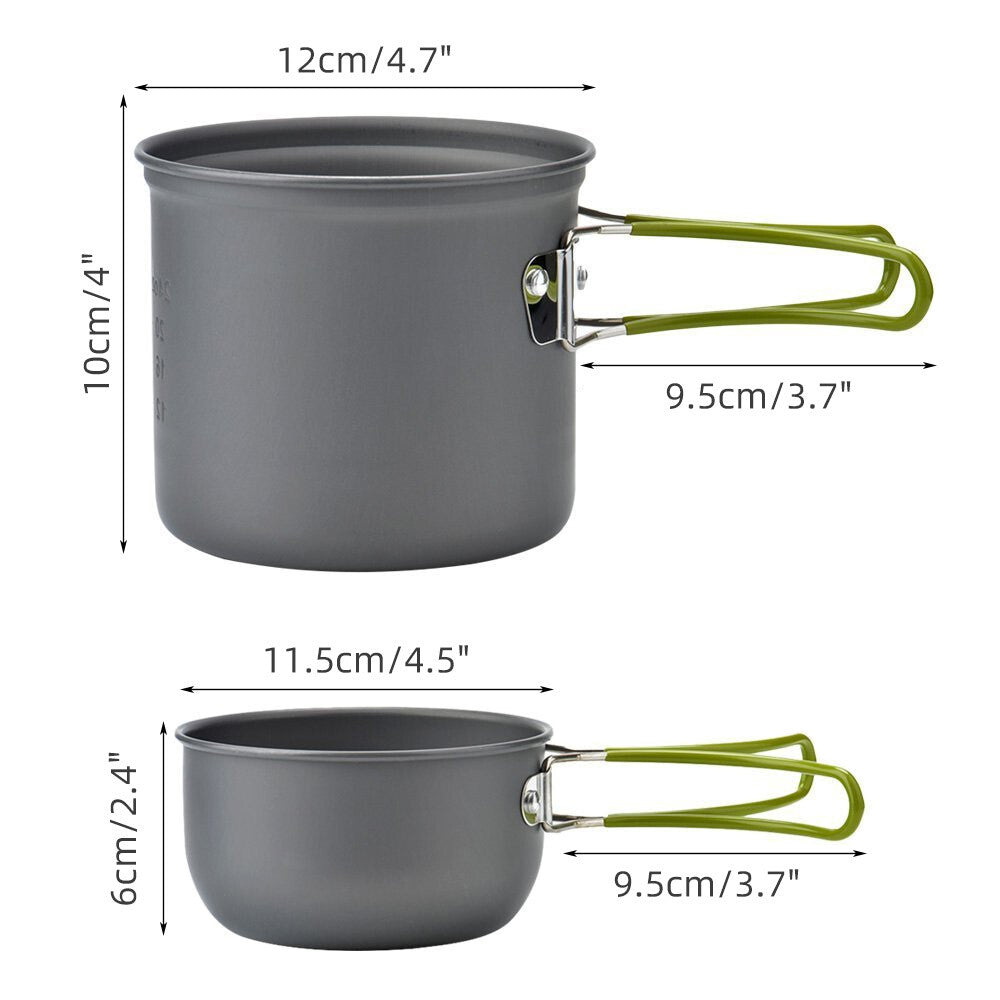 Outdoor Portable Camping Cookware Set Hiking Cooking Pot Gas Stove Tableware Kit