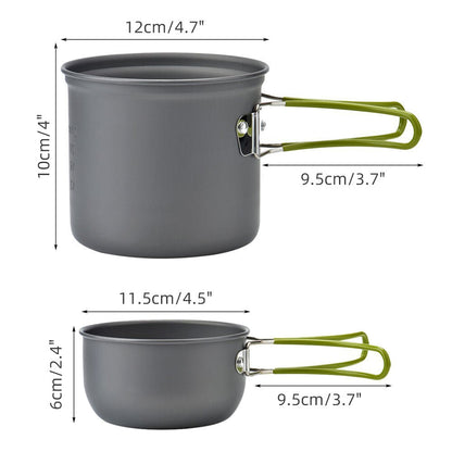 Outdoor Portable Camping Cookware Set Hiking Cooking Pot Gas Stove Tableware Kit