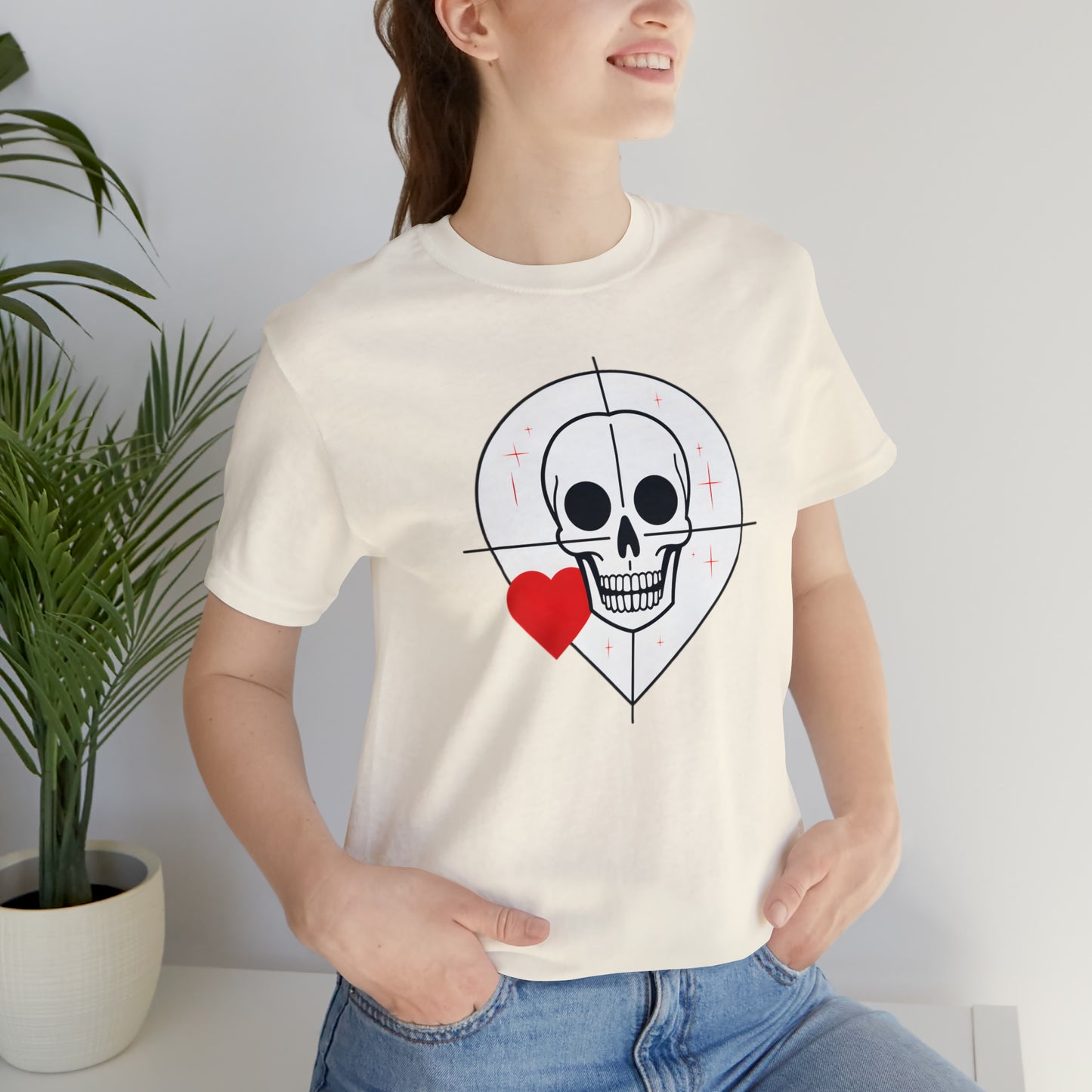 Graphical skeletons collection: Skull with a Heart Line art minimalist