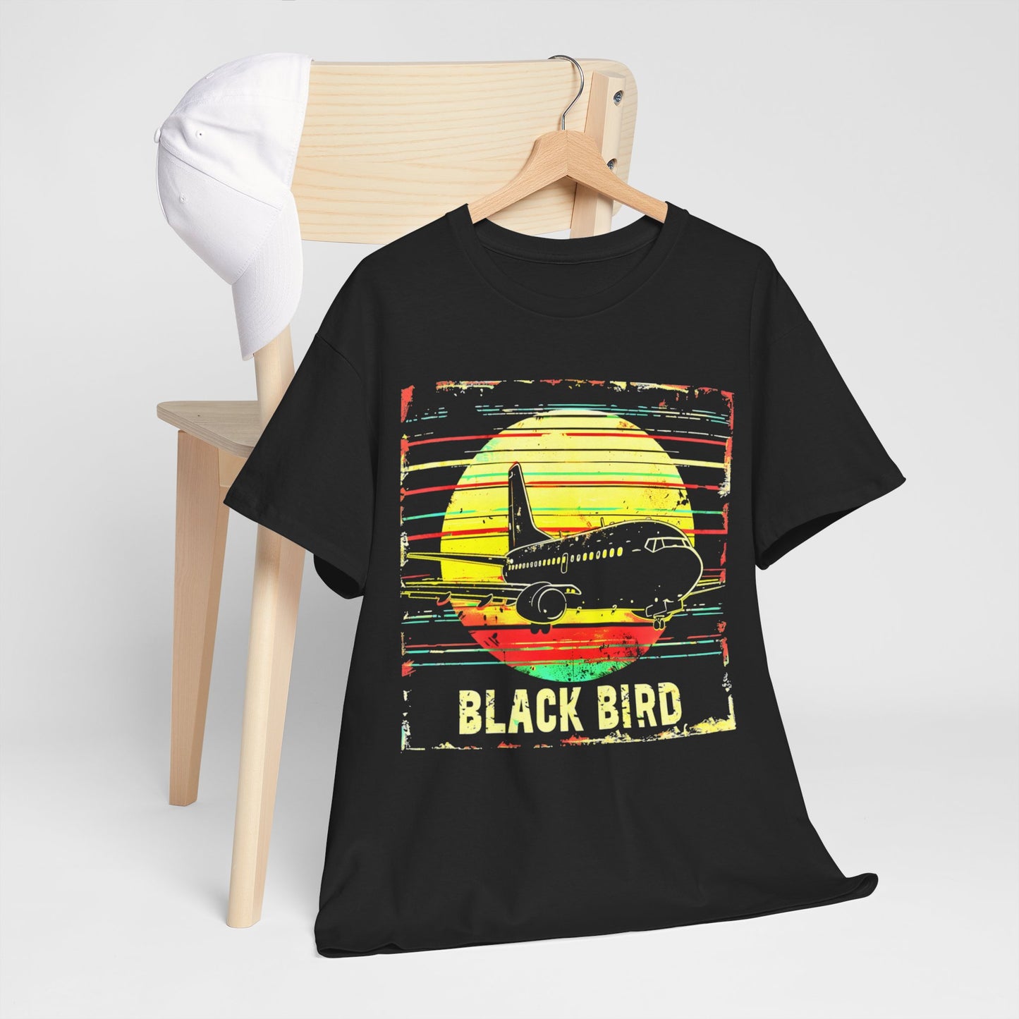 "Black Bird Jetliner Aviation T-Shirt – Bold Graphic Tee for Aviation Enthusiasts"