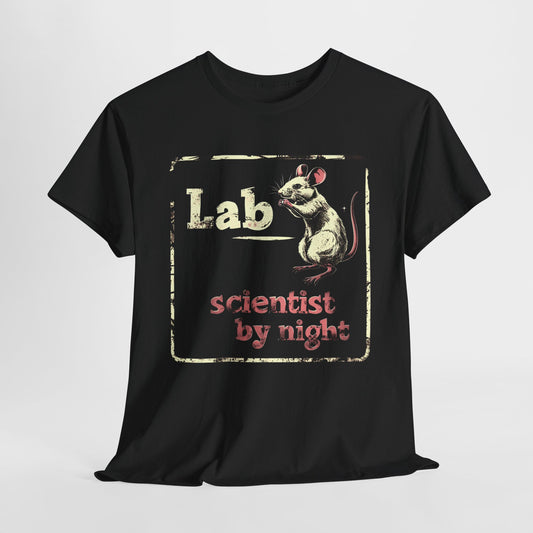 "Lab Scientist by Night" T-Shirt - Funny Science Tee for Night Owls - Unisex, Soft Cotton, Ideal Gift for Scientists