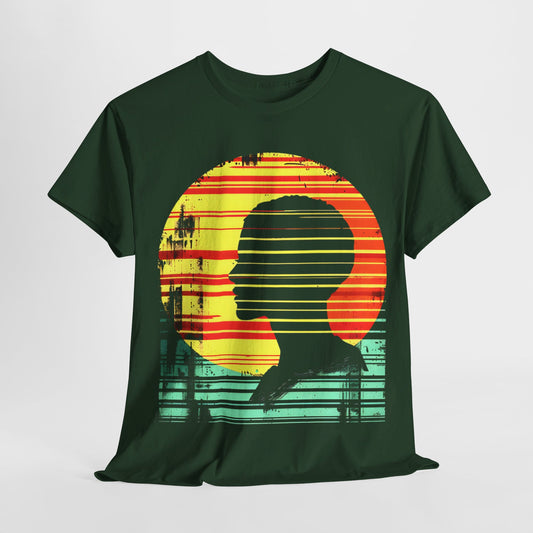 Sunset Silhouette T-Shirt – Artistic Minimalist Graphic Abstract Tee for Nature Lovers