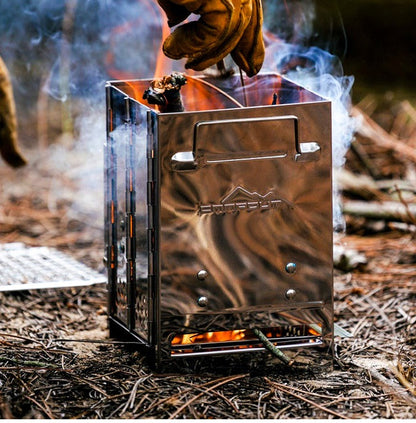 Stainless Steel Firewood Stove Camping Portable Folding