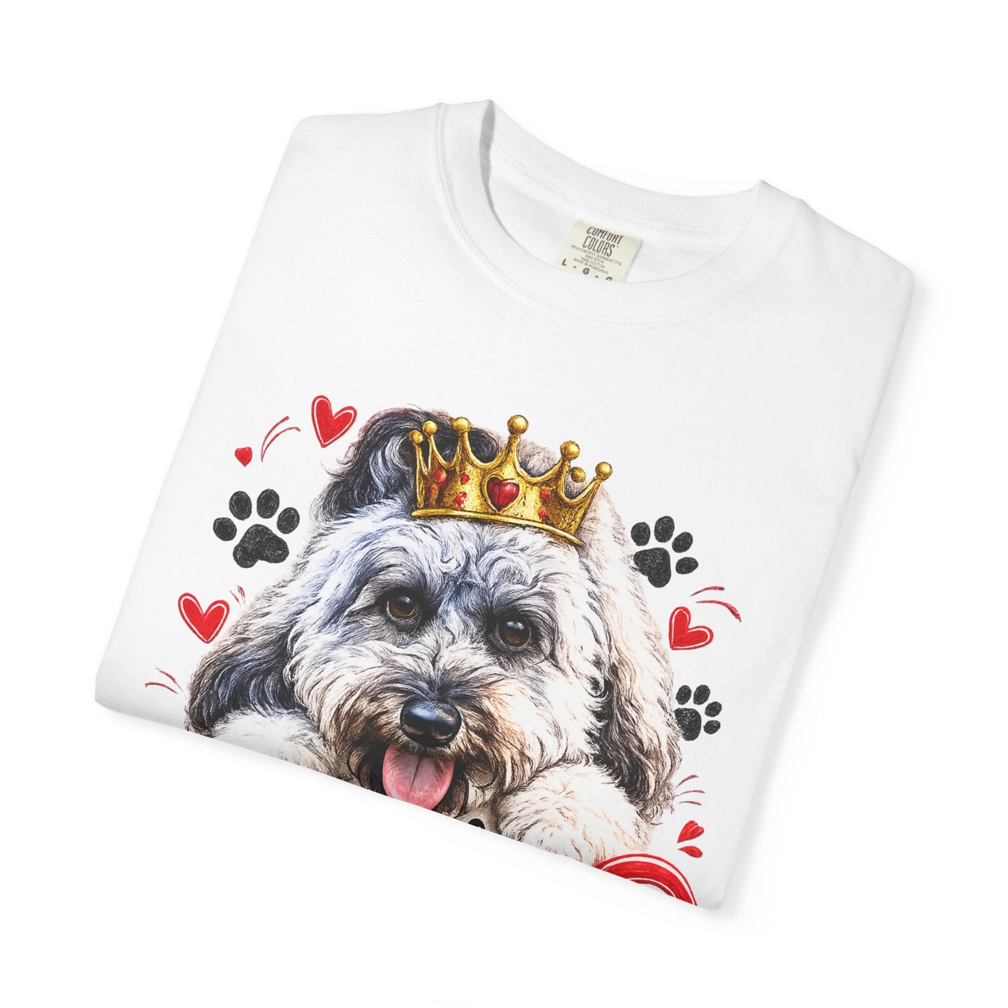 Dog Lover T-Shirt — “My Dog Rules My Heart” Cute Crowned Pup Design