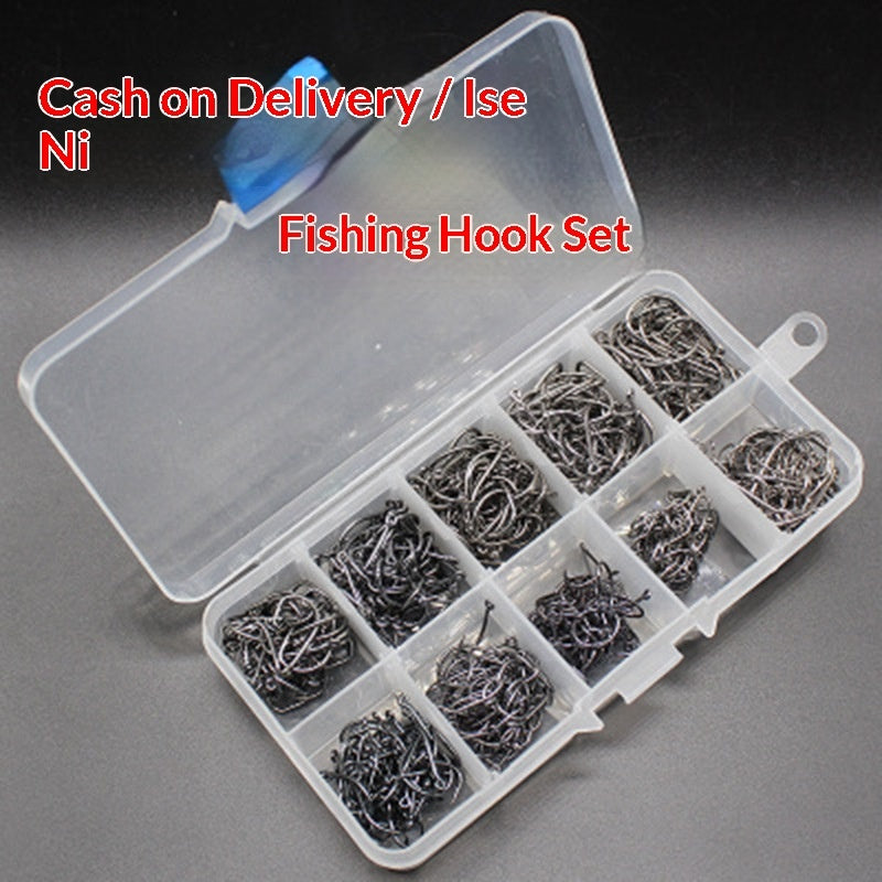 Fishing Tackle Set With Barbed Hooks